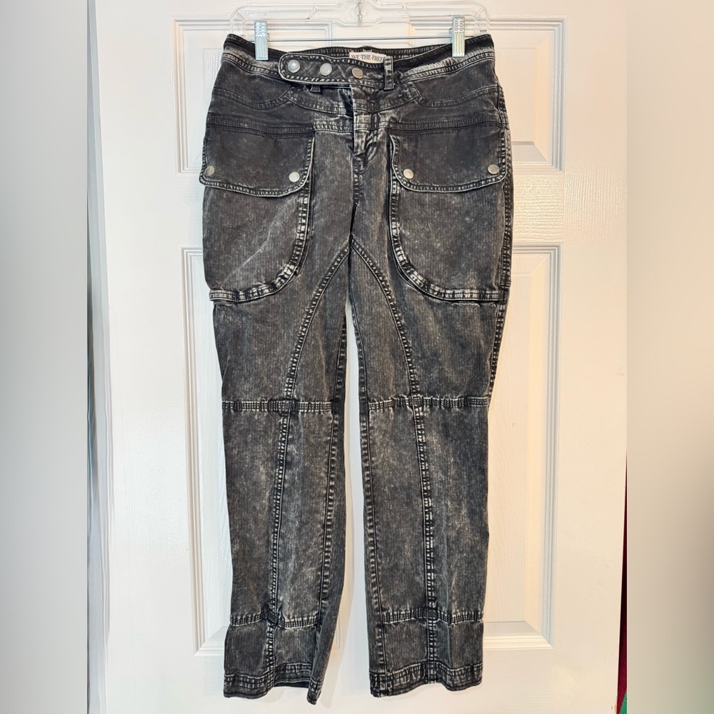 We The Free Washed Black Straight-Leg Cargo Jeans